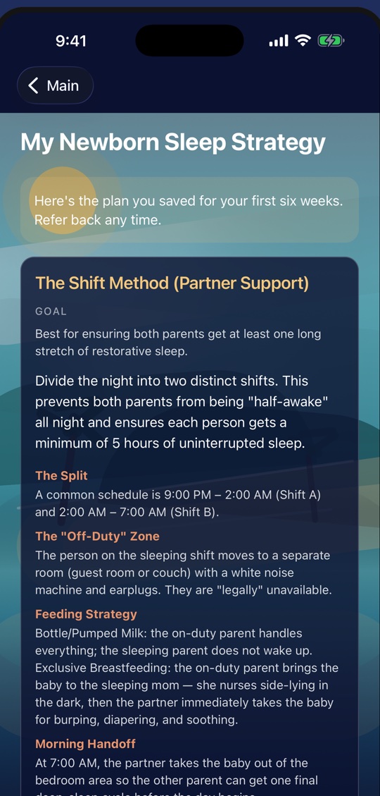 Newborn sleep strategy